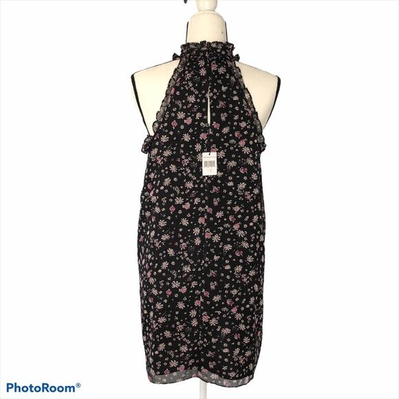 BCBGeneration A-Line Halter Mini Dress NWT Size Small Floral Ruffle Cocktail - Picture 4 of 16